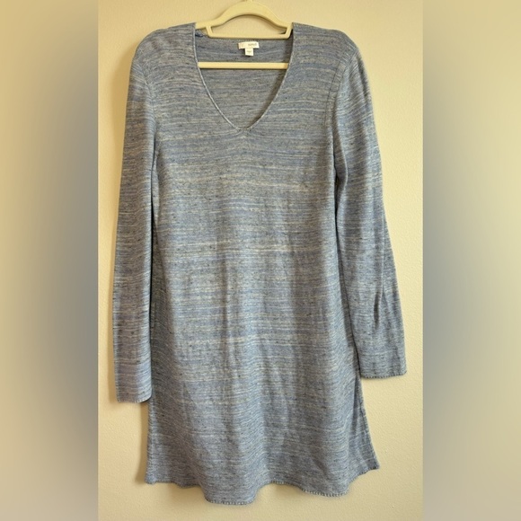 J. Jill Pure Jill Blue Heathered Long Tunic Sweater Cotton Modal Linen Size L - Picture 1 of 7